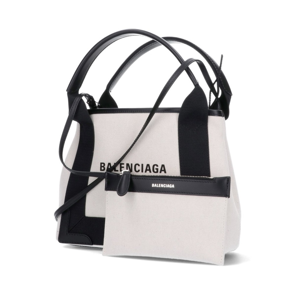 Balenciaga Black and White Tote Bag with Structured Design